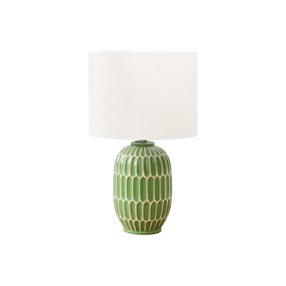Jaiana - Lighting 22"H Table Lamp Green Ceramic Ivory / Cream Shade