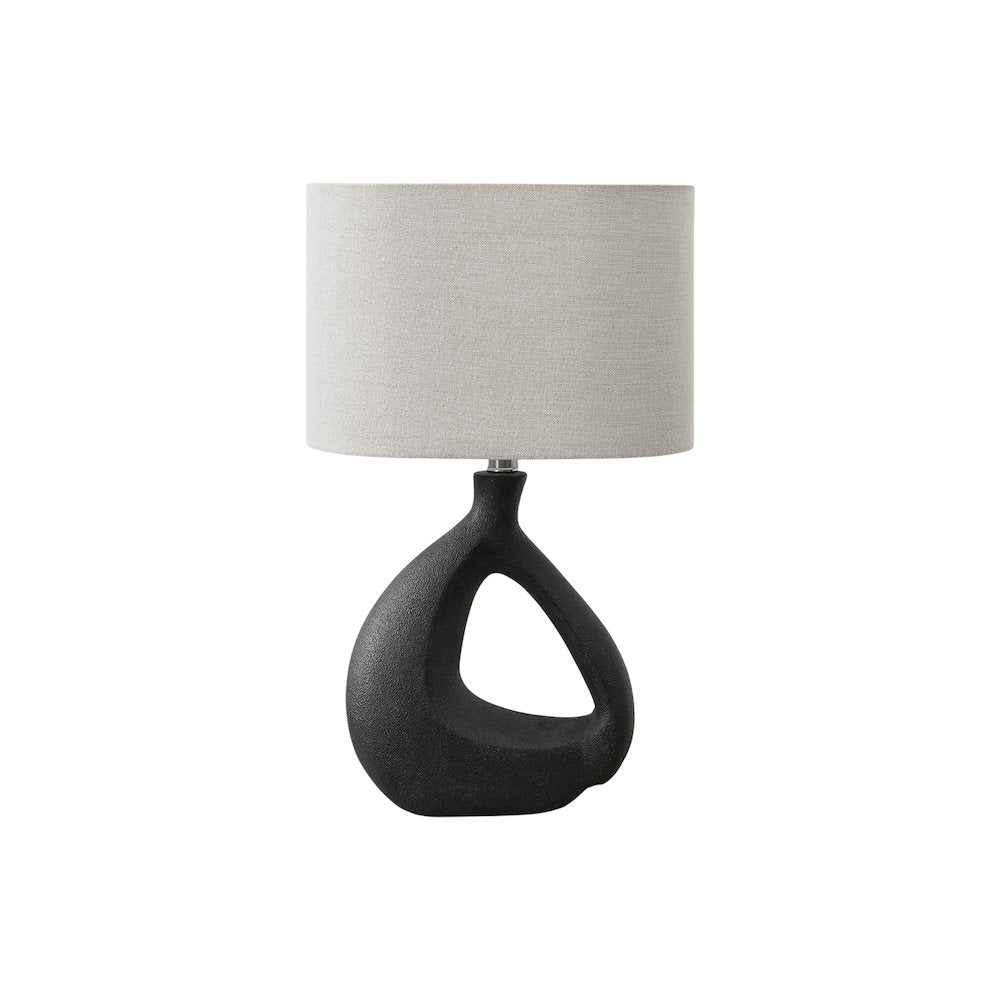 Ubud - Lighting 23"H Table Lamp Black Resin Grey Shade Contemporary Modern