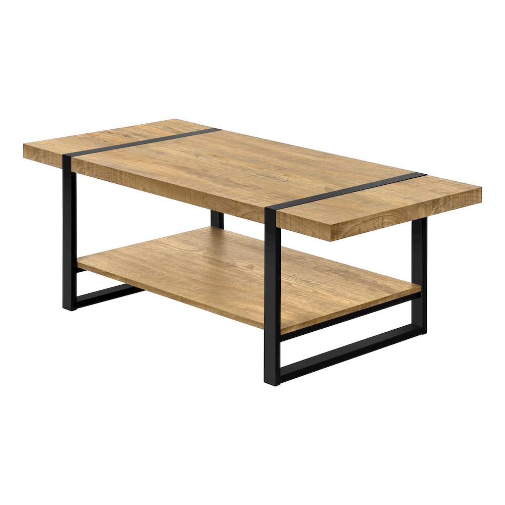 Coffee Table, Accent, Cocktail, Rectangular, Living Room, 48"L, Mango Wood-look, Black Metal, Contemporary, Modern