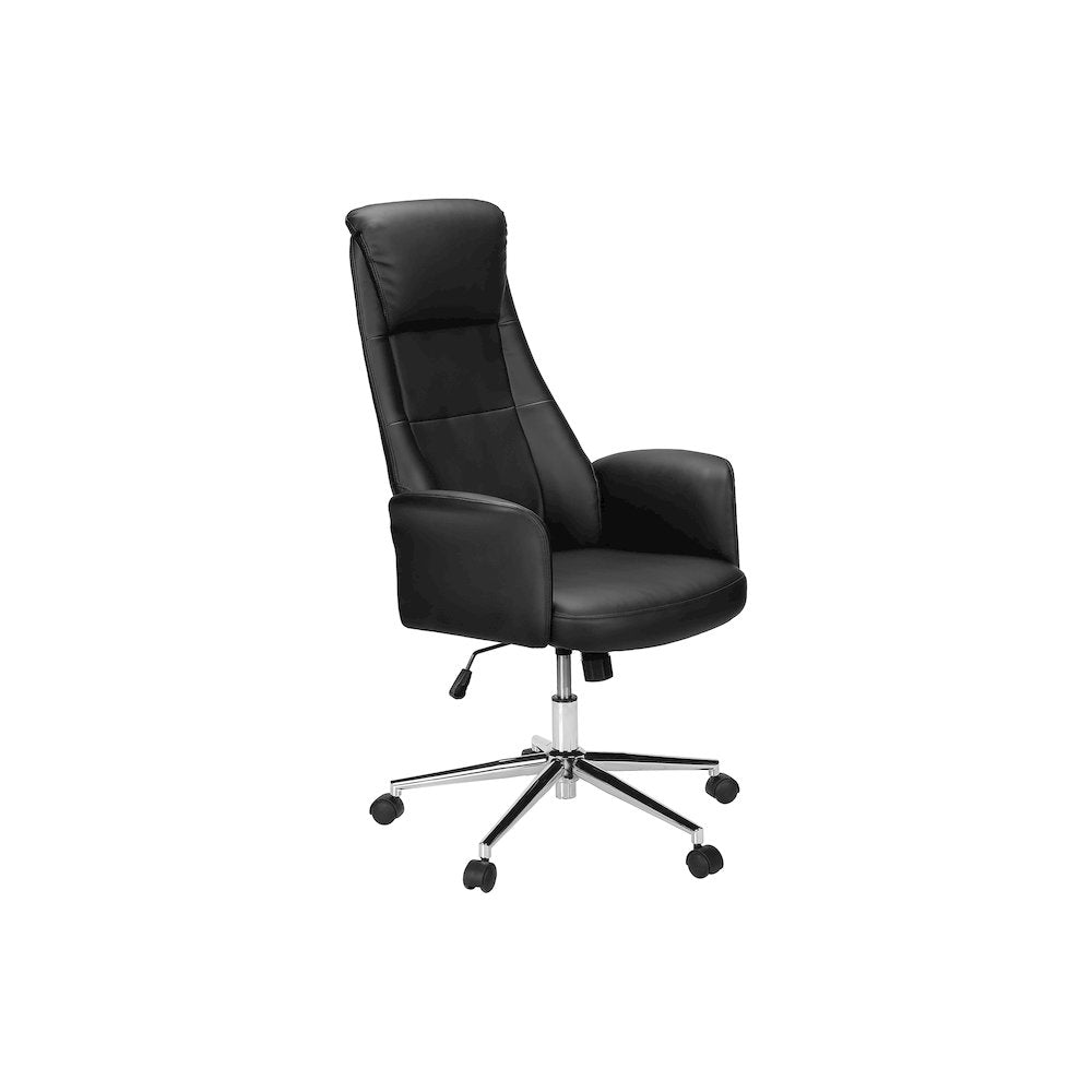 Elodia - Office Chair Adjustable Height Ergonomic Swivel Armrests Work Black Leather