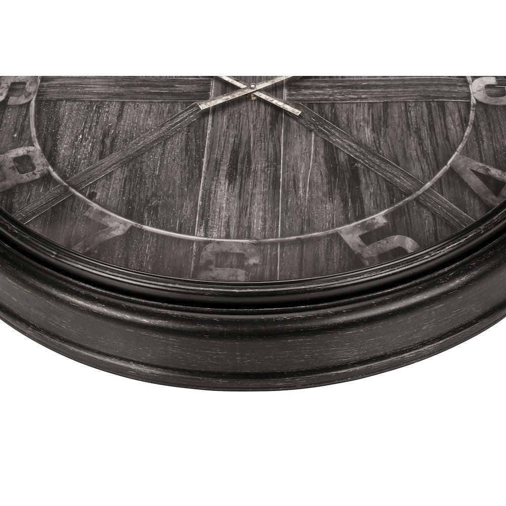 Terrian - Clocks 30" Round Large Oversized Wall Clock Brown Transitional