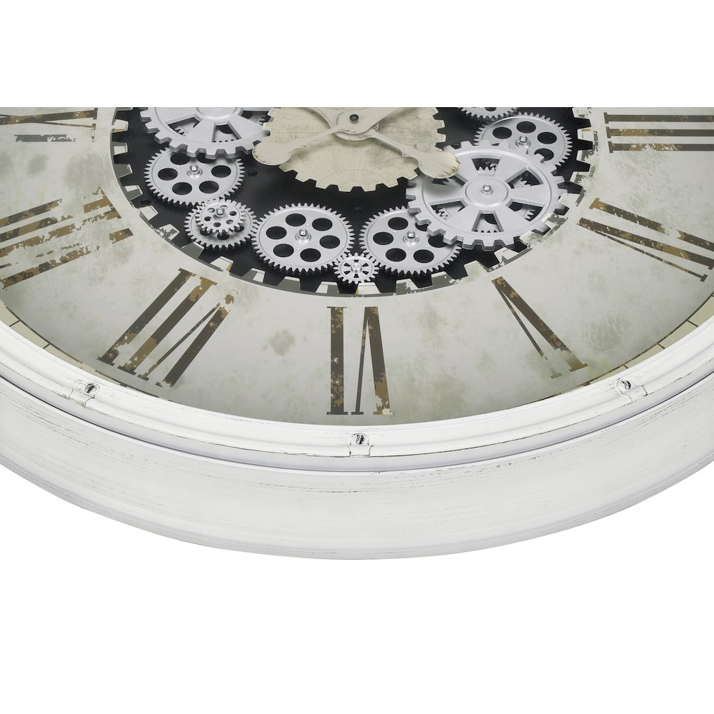 Lowri - Clocks 30" Round Gear Mechanism Large Oversized Wall Clock White