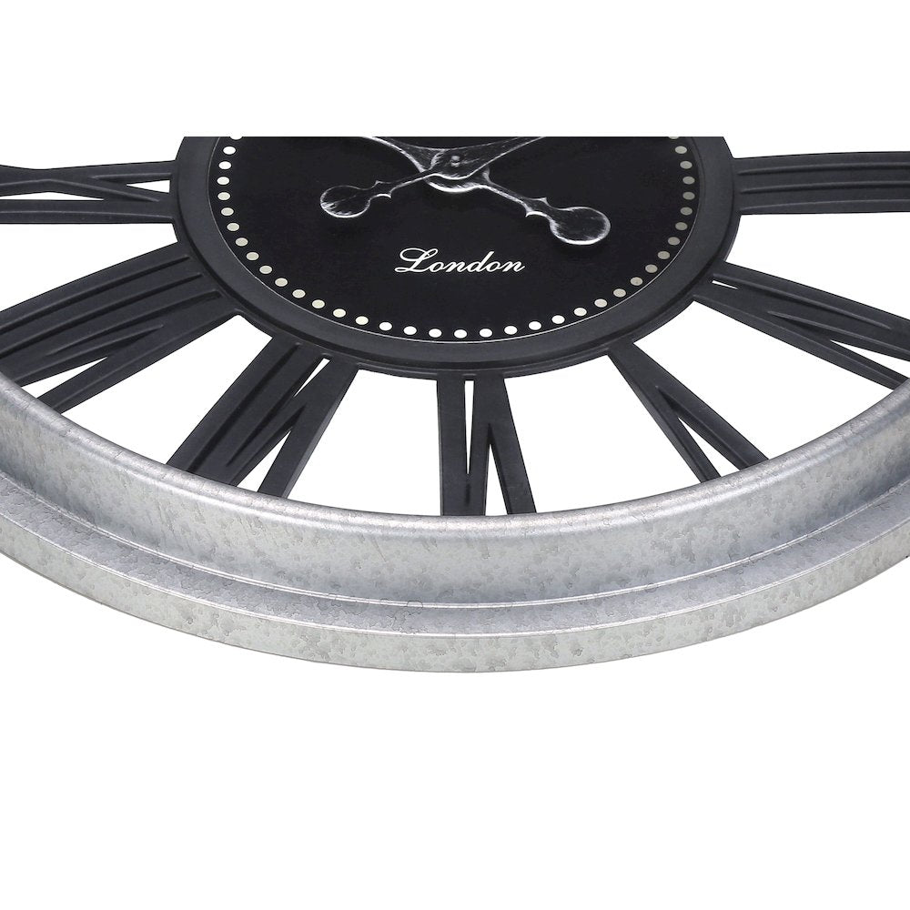 Shai - Clocks 20" Round Wall Clock Black Silver Transitional