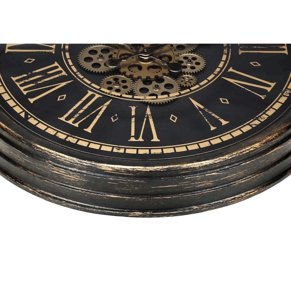 Lombok - Clocks 24" Round Gear Mechanism Wall Clock Brown Transitional