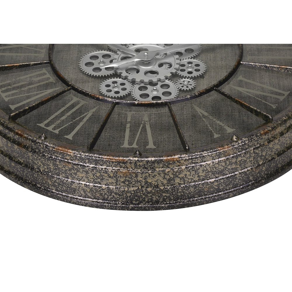 Fedra - Clocks 24" Round Gear Mechanism Wall Clock Grey Transitional