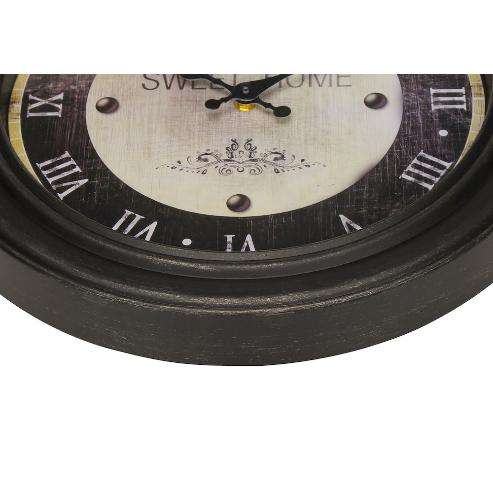 Nabila - Clocks 16" Round Wall Clock Antique Brown Transitional
