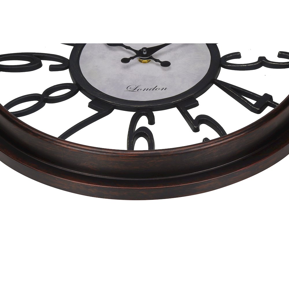 Louisa - Clocks 16" Round Wall Clock Antique Brown Transitional