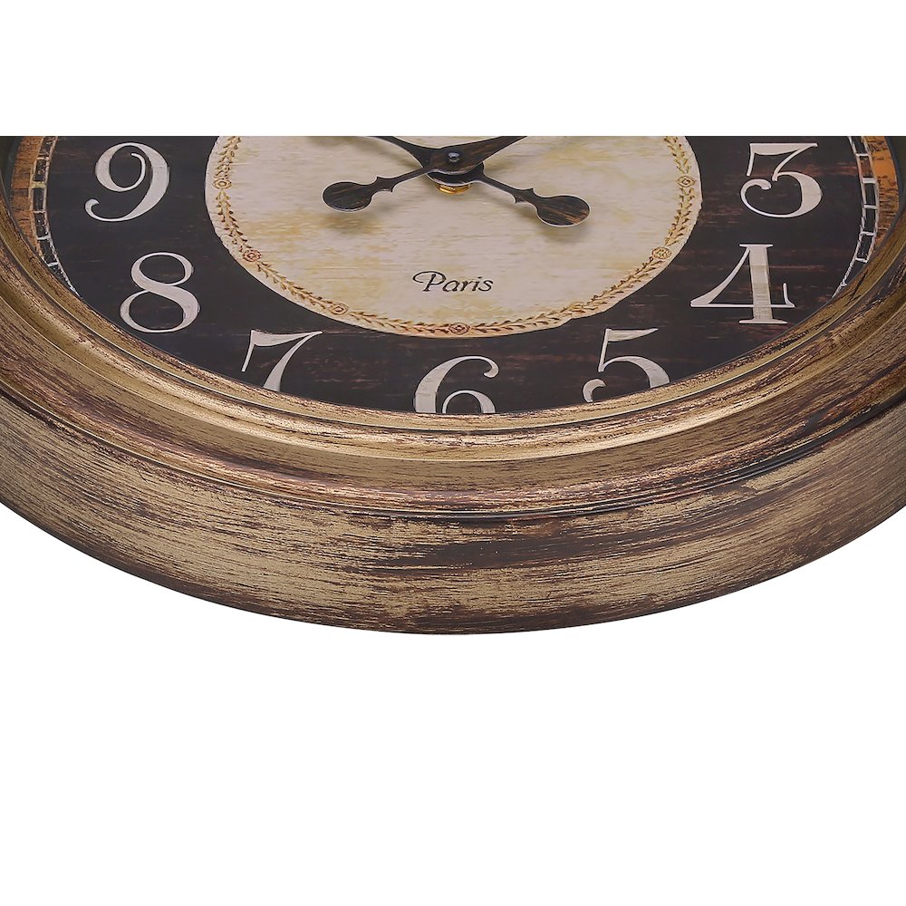 Darielle - Clocks 18" Round Wall Clock Antique Brown Traditional
