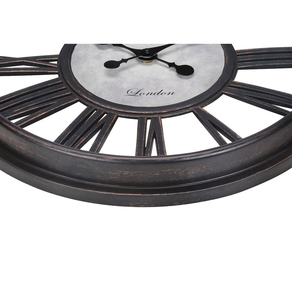 Iliana - Clocks 18" Round Wall Clock Antique Black Transitional