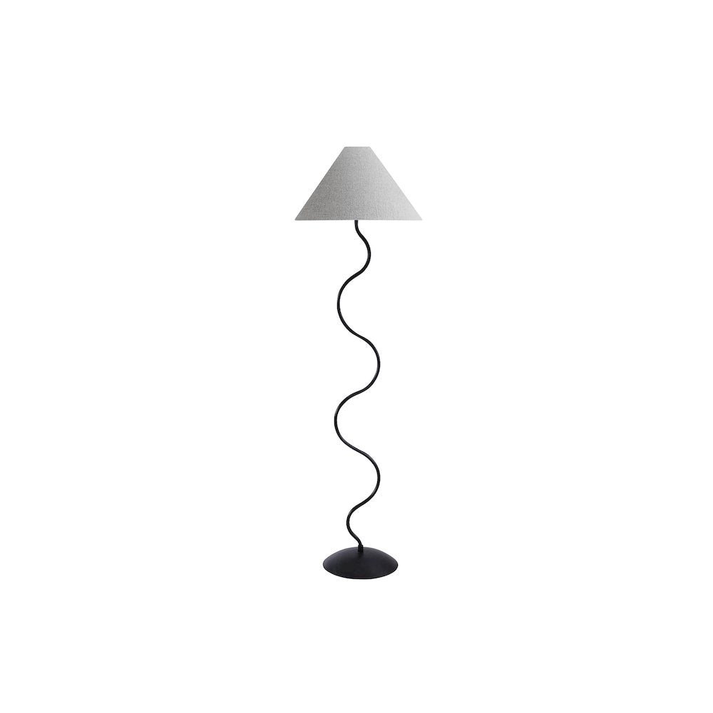 Draven - Lighting 64"H Floor Lamp Black Metal Ivory / Cream Shade