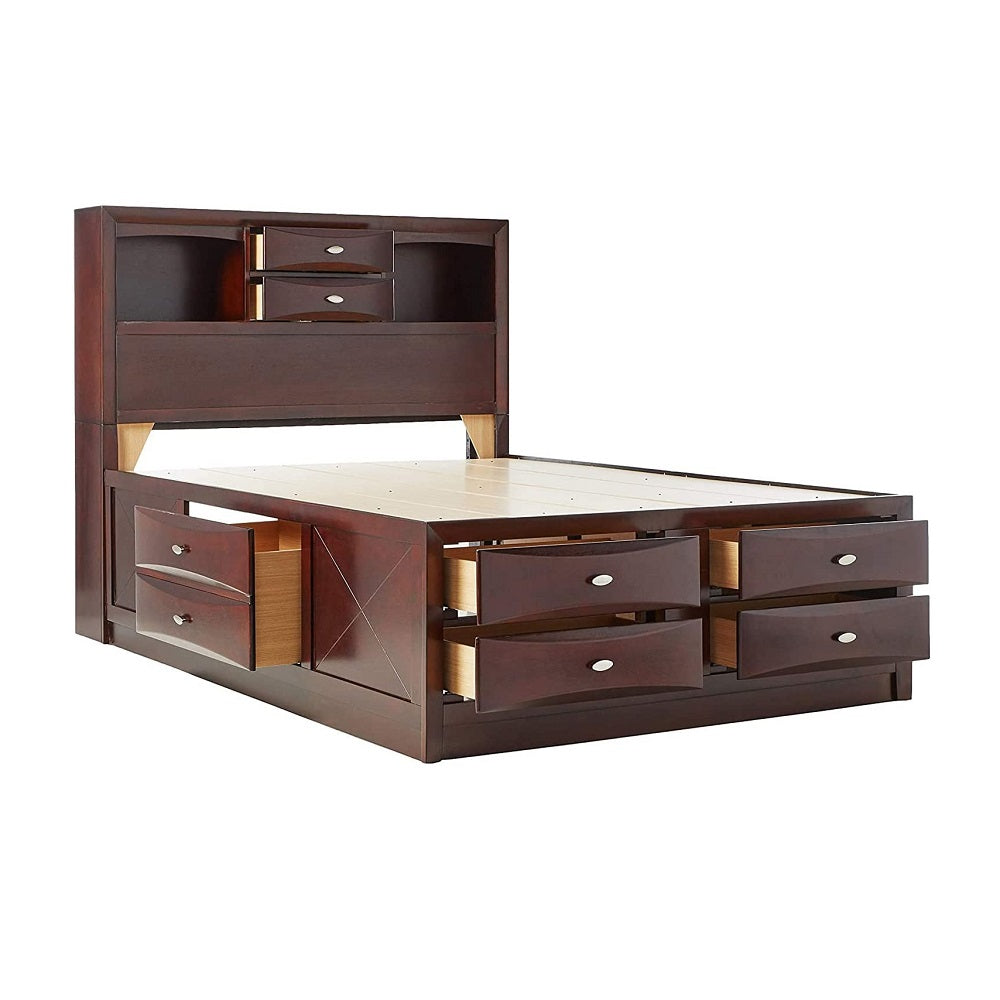 Roop Ireland Dark Espresso Wood Eastern King Bed – Panel Style with Underbed Storage