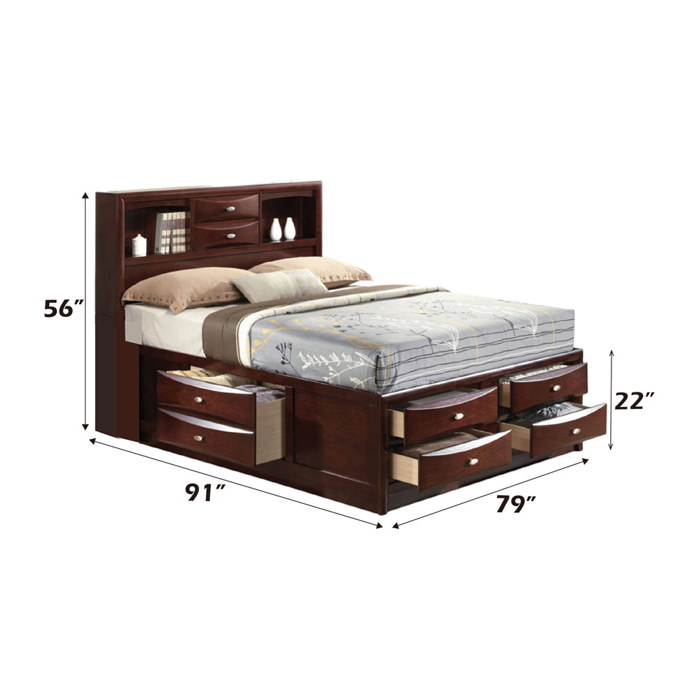 Roop Ireland Dark Espresso Wood Eastern King Bed – Panel Style with Underbed Storage