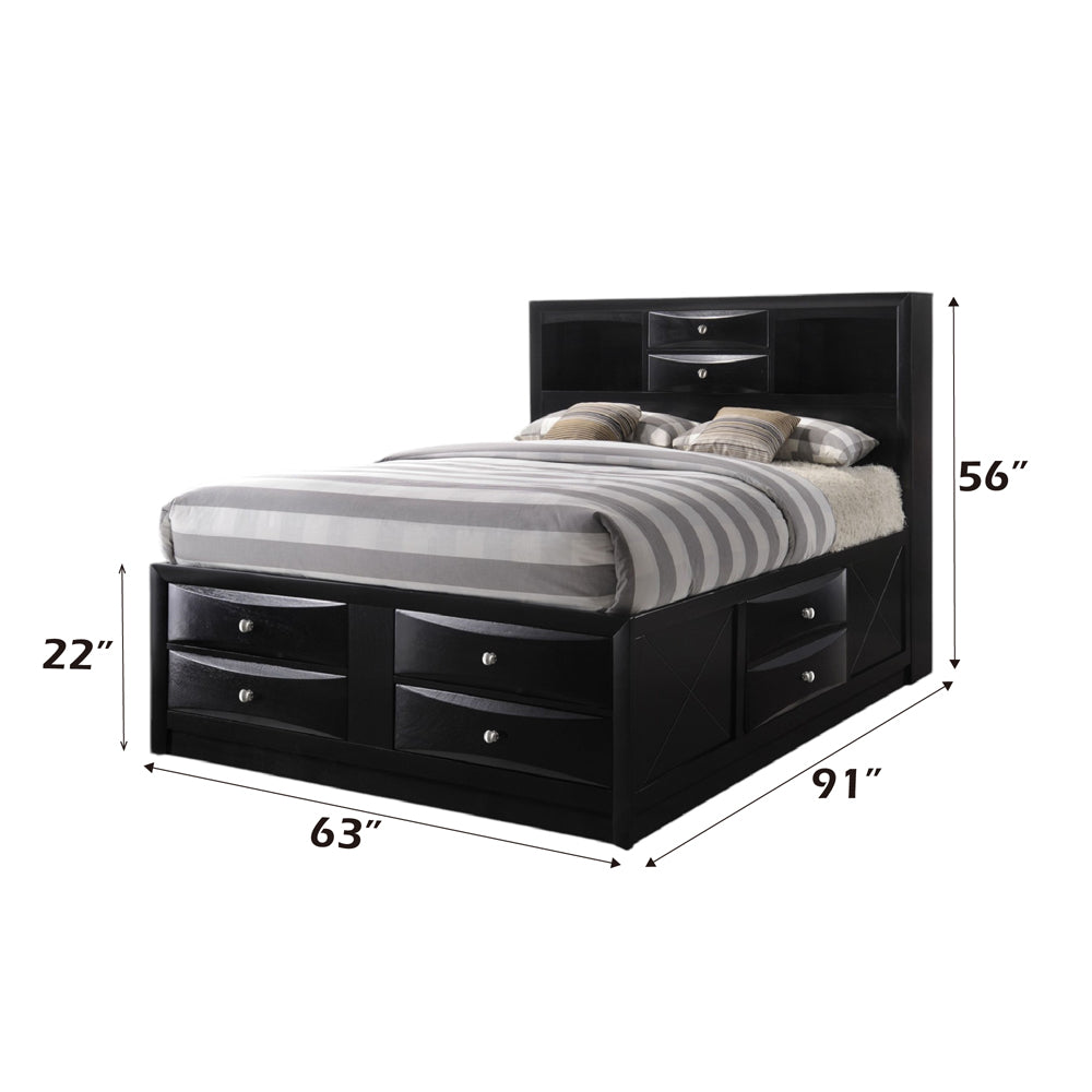 Daisy Ireland Queen Size Wooden Bed – Modern Sleigh Design with Storage Drawers