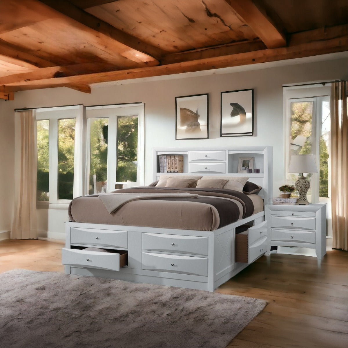 Ireland Eastern King Bed w/Storage, White