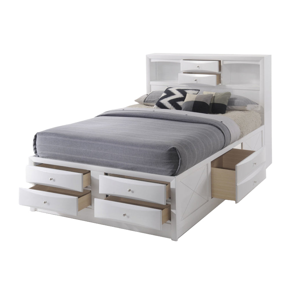 Daisy Ireland Queen Size Wooden Bed – Modern Sleigh Design with Storage Drawers