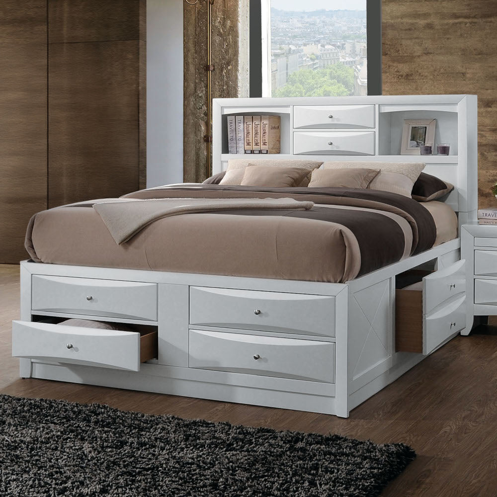 Ireland Queen Bed w/Storage, White