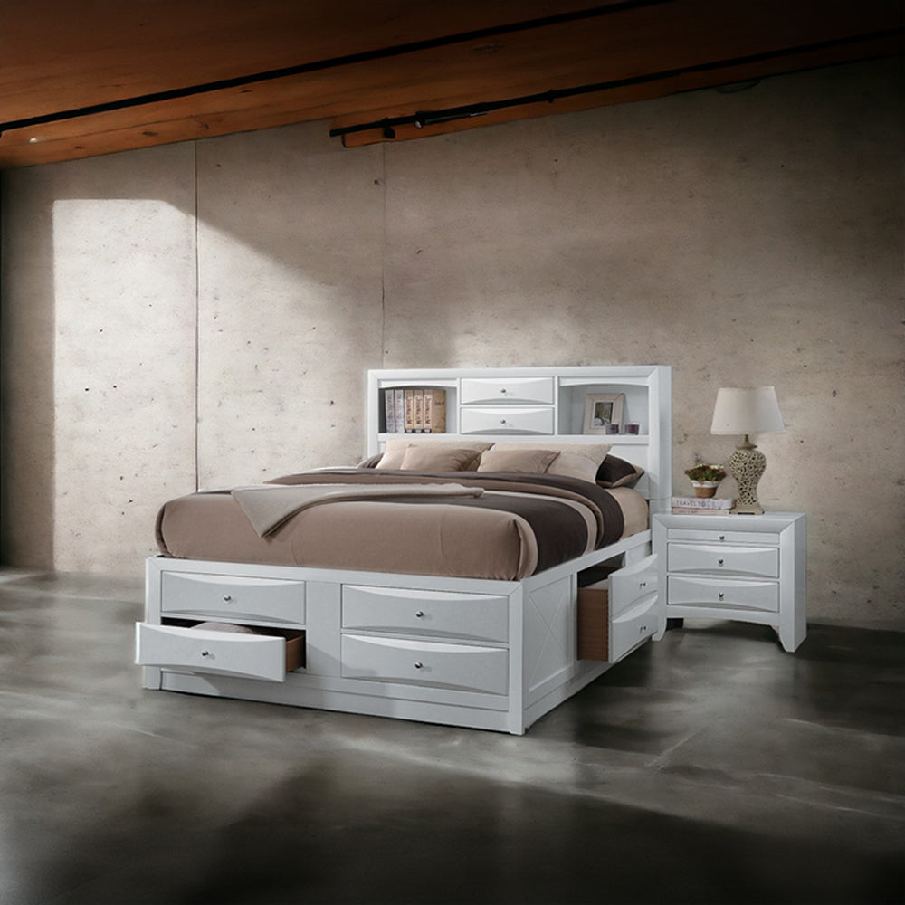 Ireland Queen Bed w/Storage, White