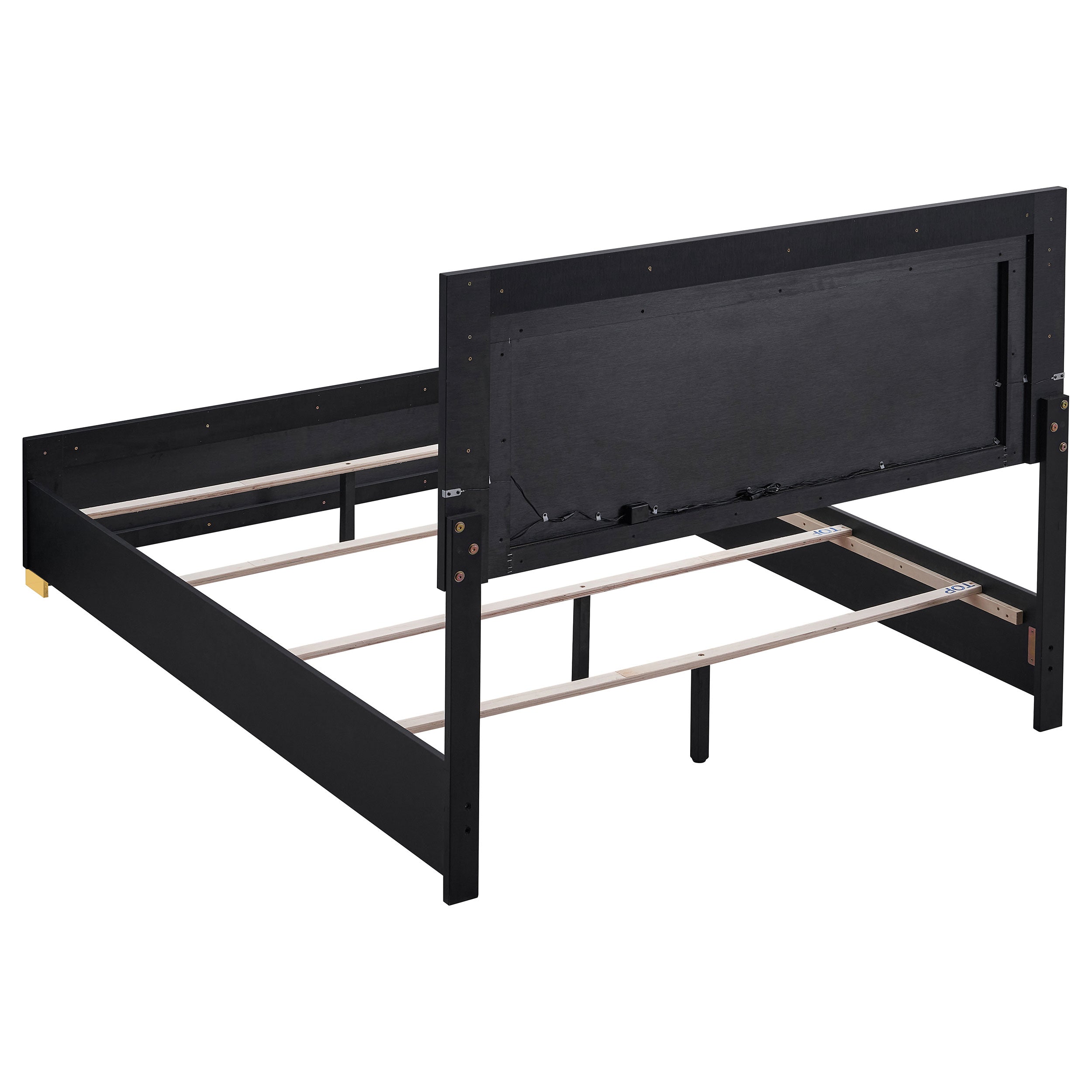 Messi Marceline Queen Black Wood Panel Bed – Contemporary LED Headboard with Touch Controls