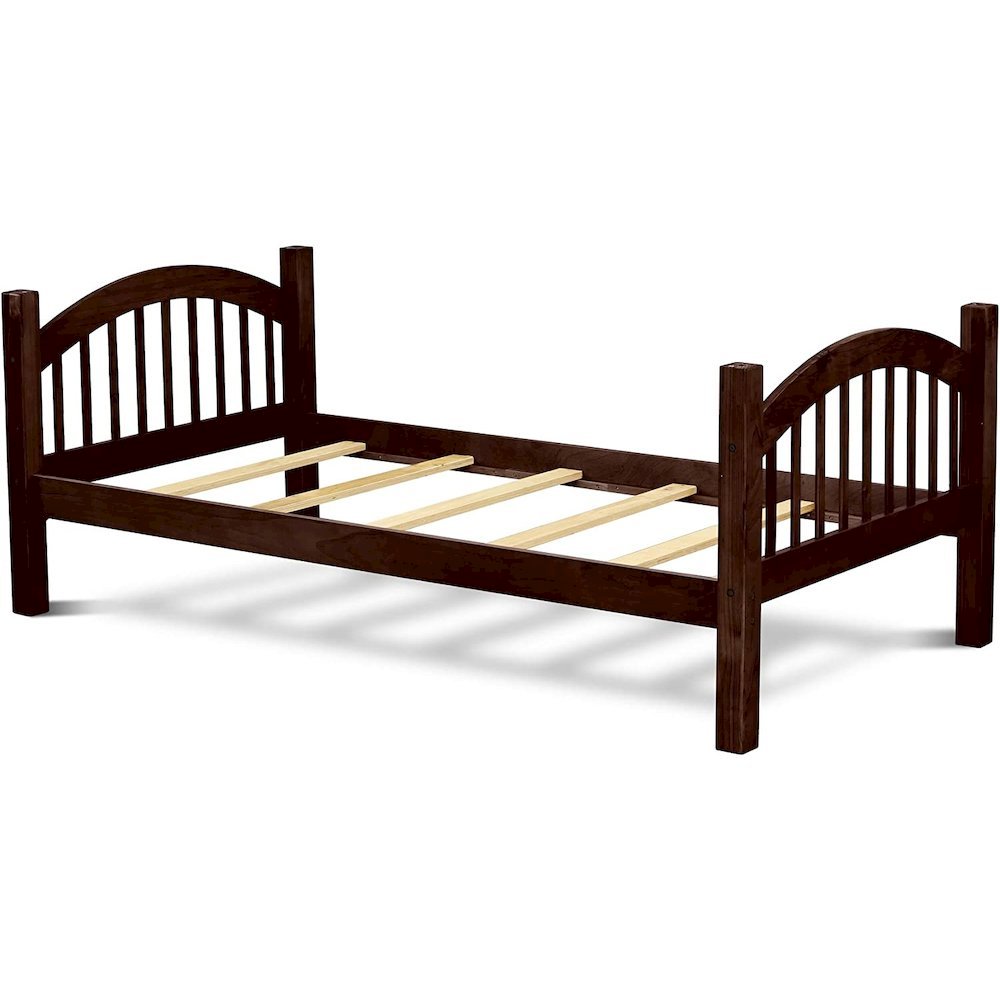 Tamarisk Verona Space-Saving Twin Java Solid Wood Bunk Bed  Built-In Ladder & Full Guard Rails