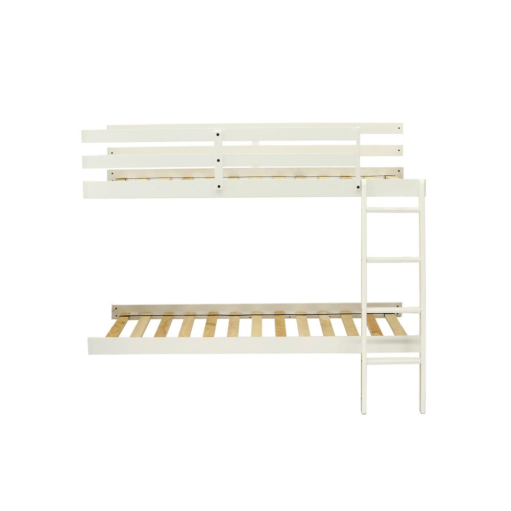 Albury Twin Bunk Bed in White Finish with Convertible Trundle & Drawer