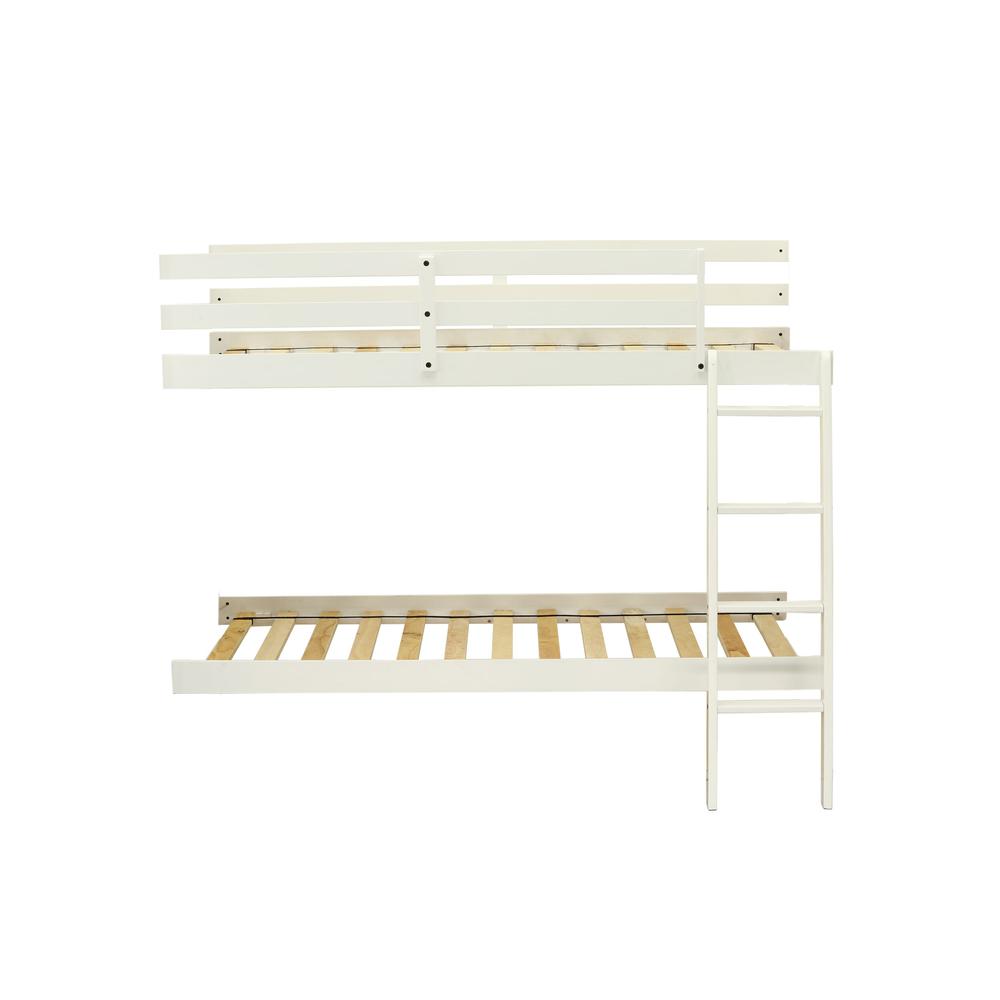 Xenith Albury Twin White Solid Wood Bunk Bed  Convertible with Trundle Drawer & Built-in Ladder