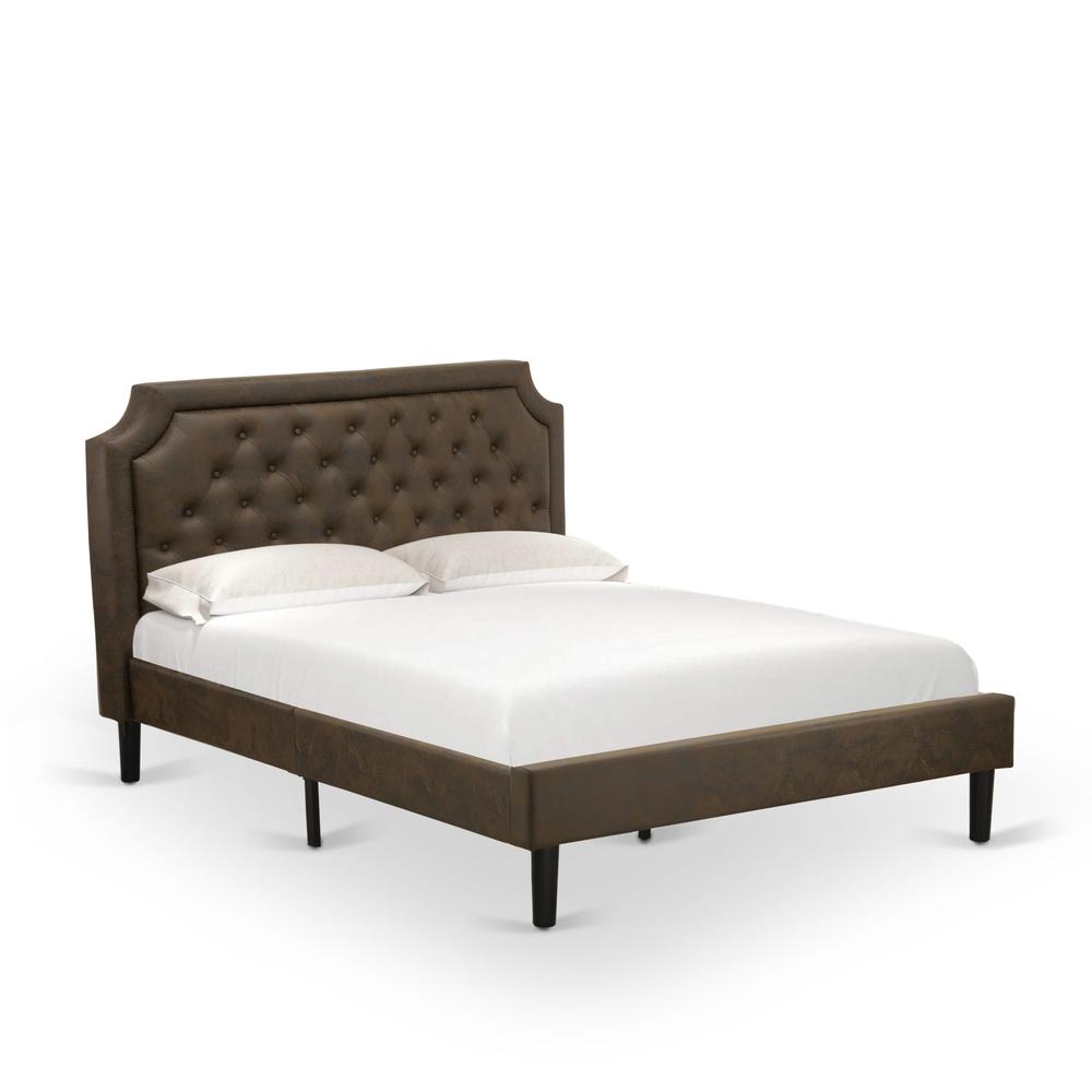 Ohana Astoria Queen Black Upholstered Bed Frame  Modern Platform with Wooden Slats & 9-Leg Support