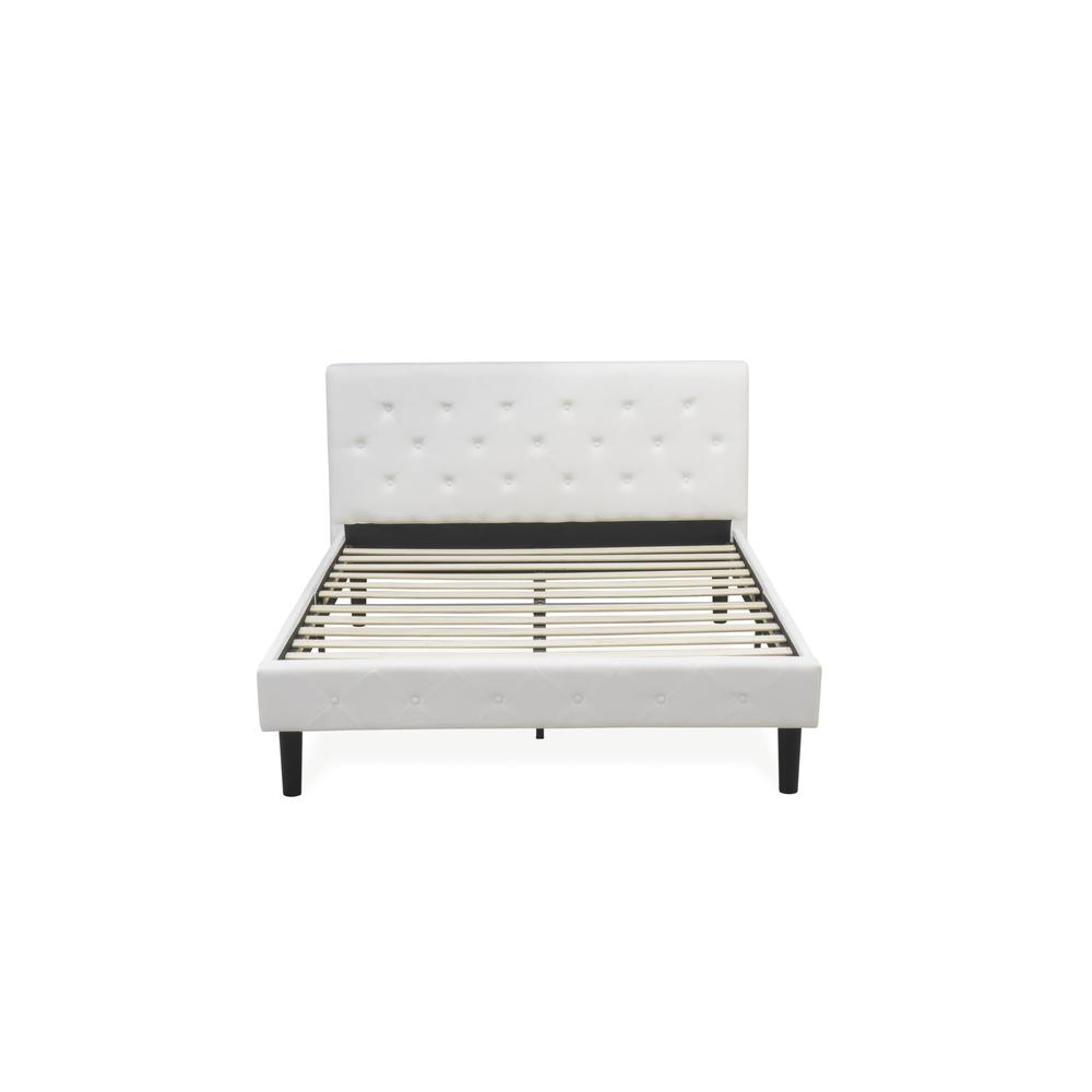Ollwyn Aliana Nolan Queen Bed Frame in White Velvet  Button Tufted Upholstered Platform with Padded Footboard