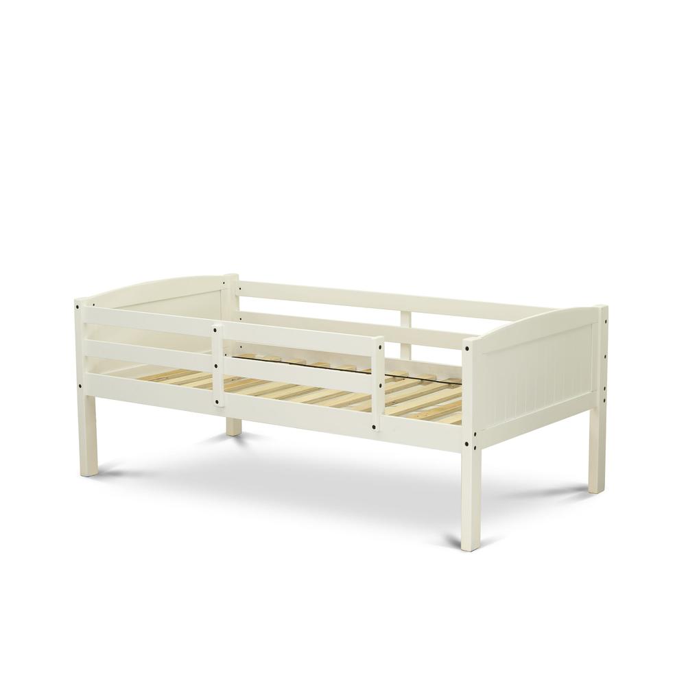 Clorid Albury Twin White Wood Bunk Bed  No Box Spring Required Space-Saving Kids Furniture