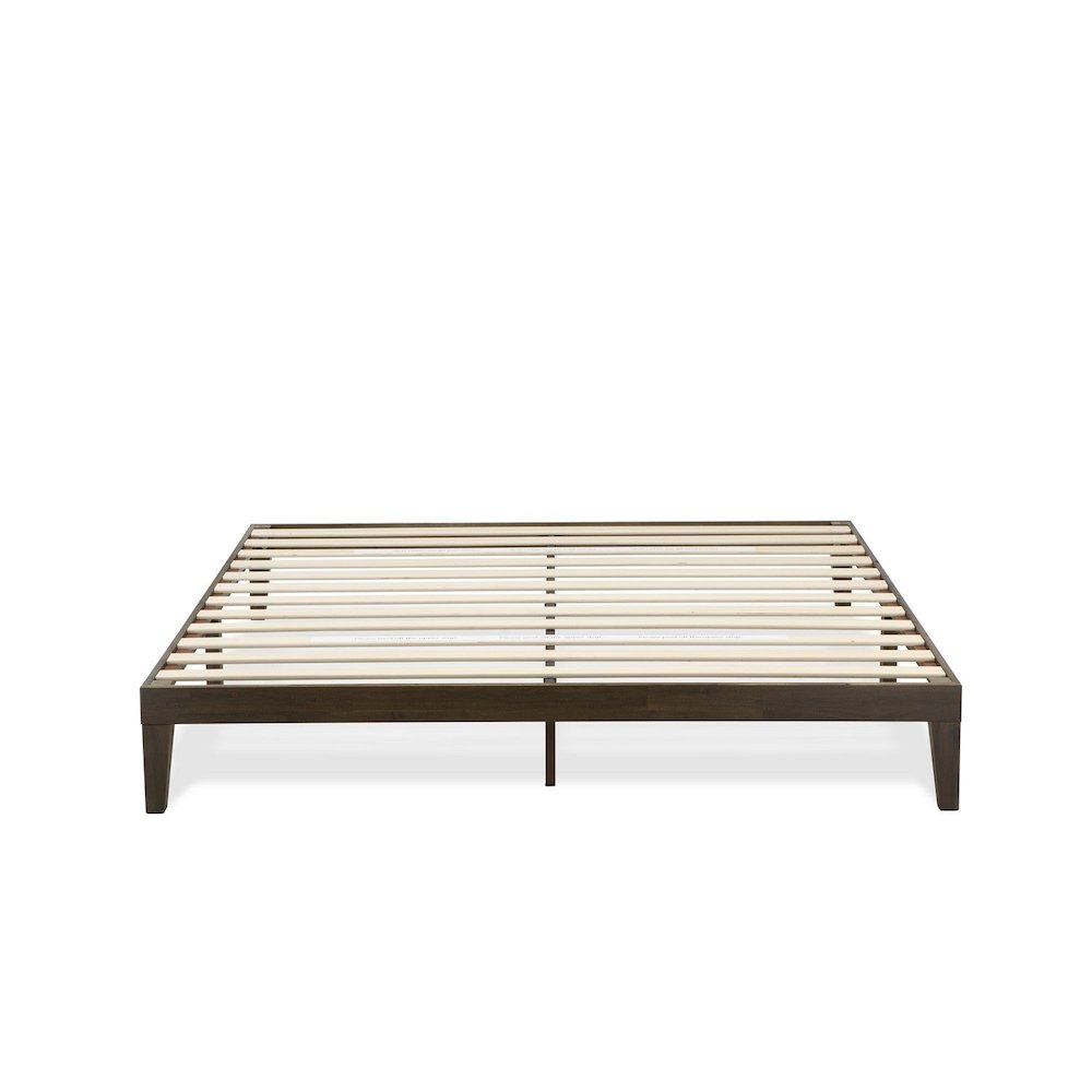 Wythlin East West Furniture King Walnut Engineered Wood Platform Bed  Modern Style with Footboard & Extra Center Support