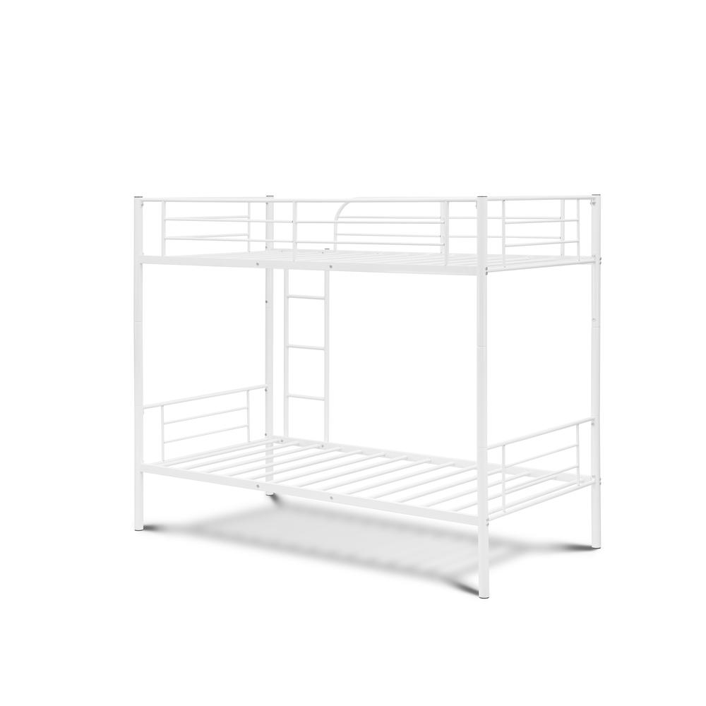 Wanda Danbury Twin Bunk Bed White Powder Coated Metal Sleek