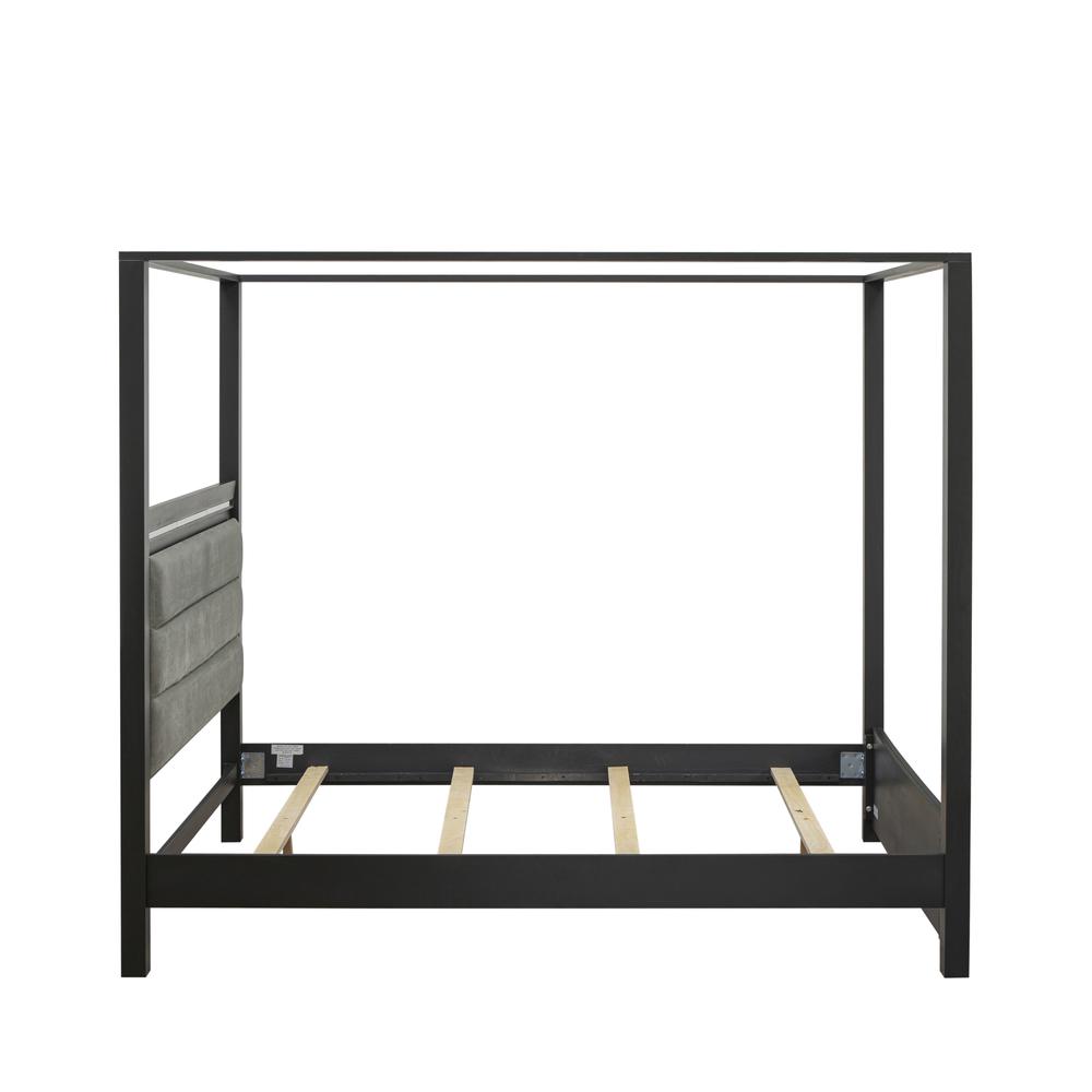 Zamira Denali Queen Brushed Gray Wood Bed Frame – Modern Low-Profile Platform Design