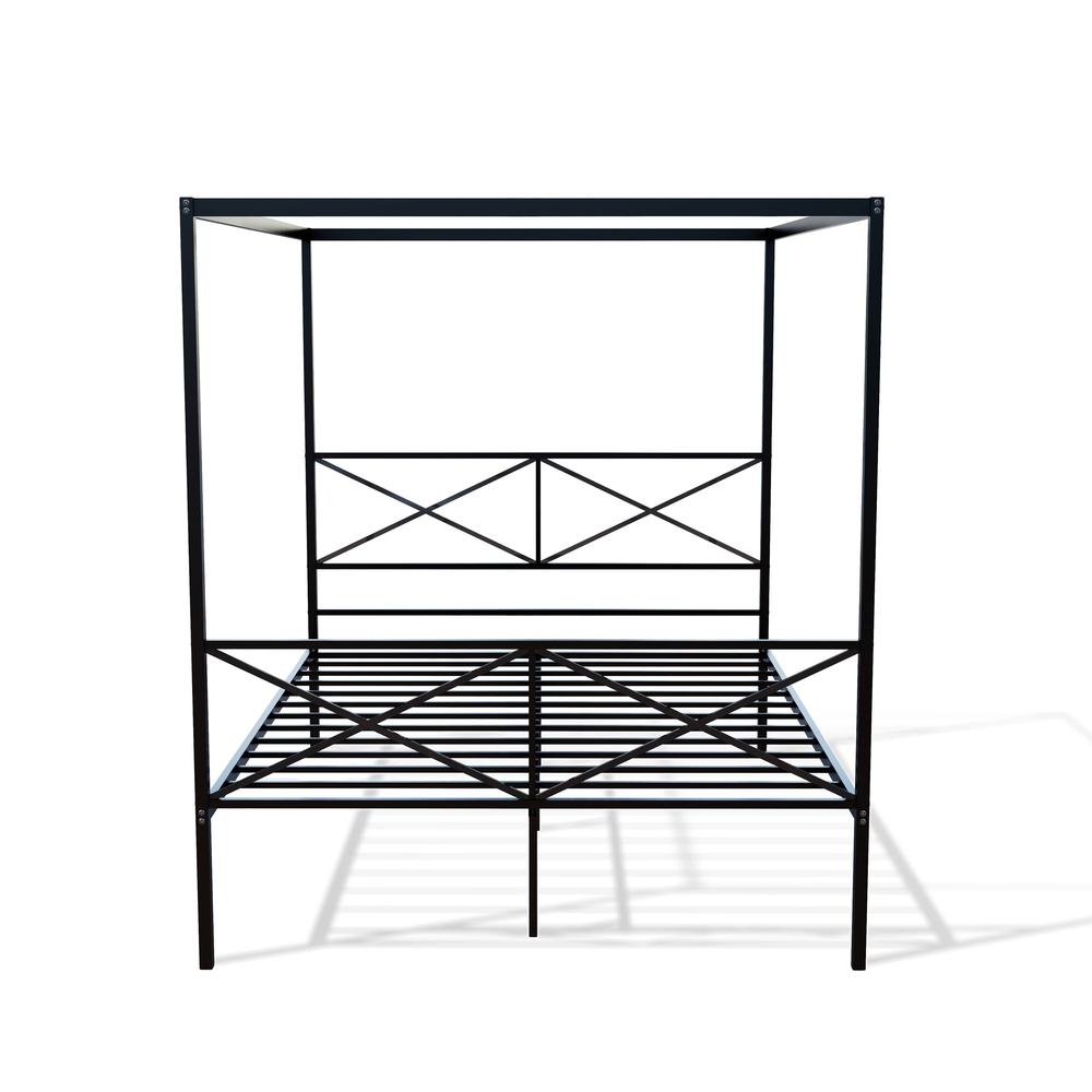 Canopy Glendale Queen Black Metal Canopy Bed Modern Headboard & Footboard