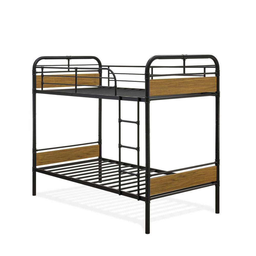 Nicola Hedley Collection Twin Black Bunk Bed  Powder Coated Metal Frame with Wood Laminate