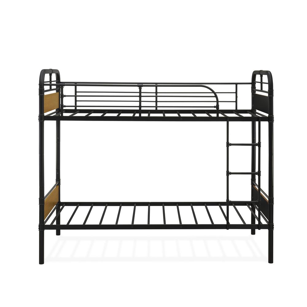 Nicola Hedley Collection Twin Black Bunk Bed  Powder Coated Metal Frame with Wood Laminate