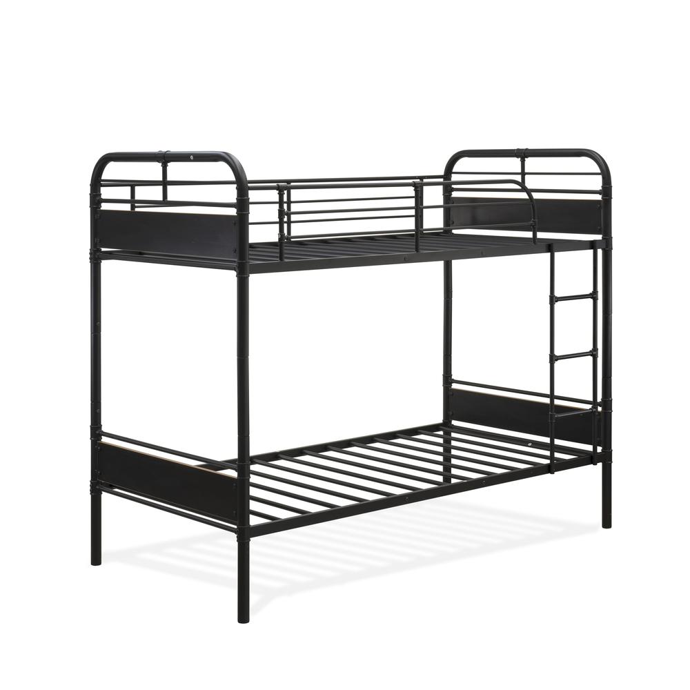 Nicola Hedley Collection Twin Black Bunk Bed  Powder Coated Metal Frame with Wood Laminate