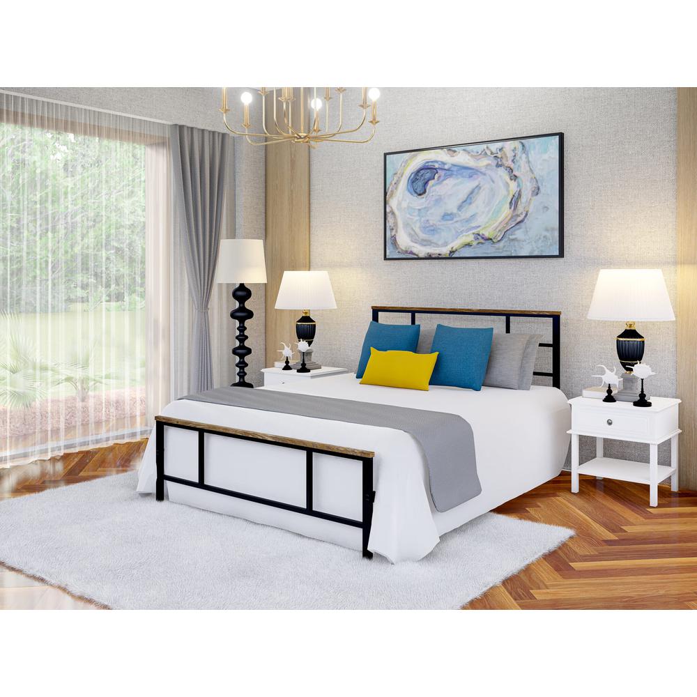 Roldan Ingram Collection Full Size Black Bed  Powder Coated Metal Frame with 7 Legs