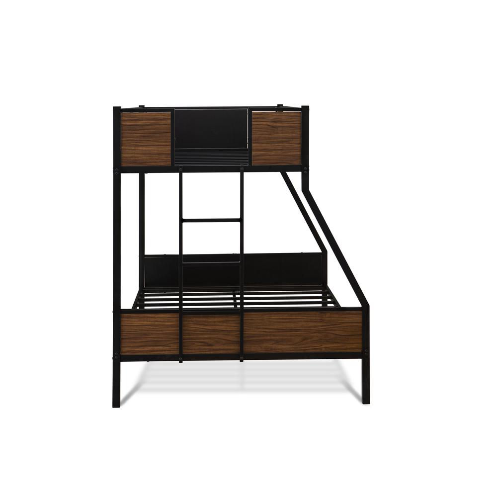 Patwin Rockport Full/Twin Black Metal Bunk Bed  Space-Saving Design with Safety Rails