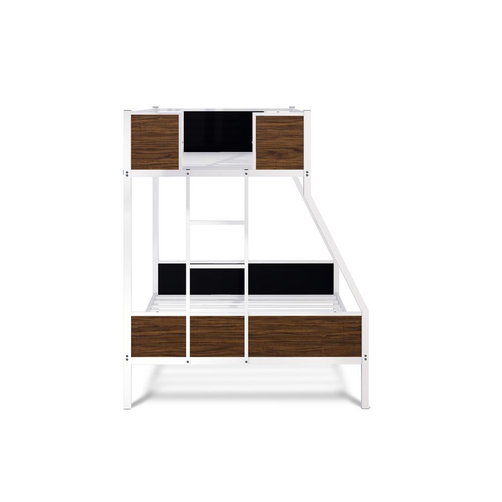 Mallory Jackson Full-Twin White Metal Bunk Bed  Modern Space-Saving Design with Powder Coating Finish