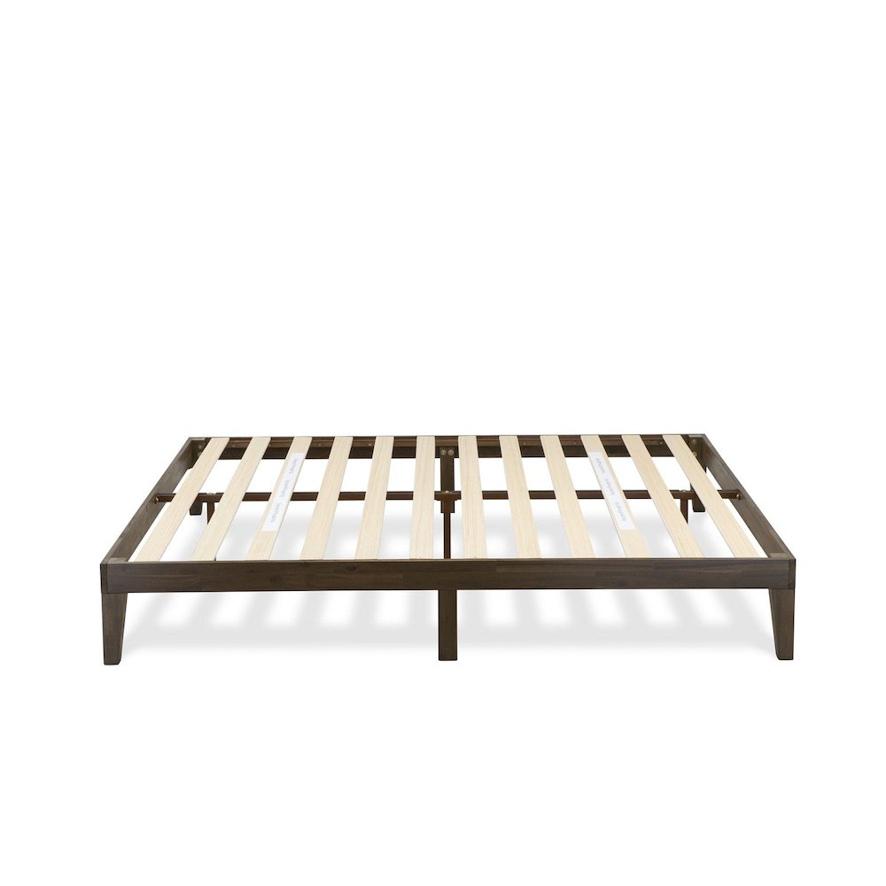 Wythlin East West Furniture King Walnut Engineered Wood Platform Bed  Modern Style with Footboard & Extra Center Support
