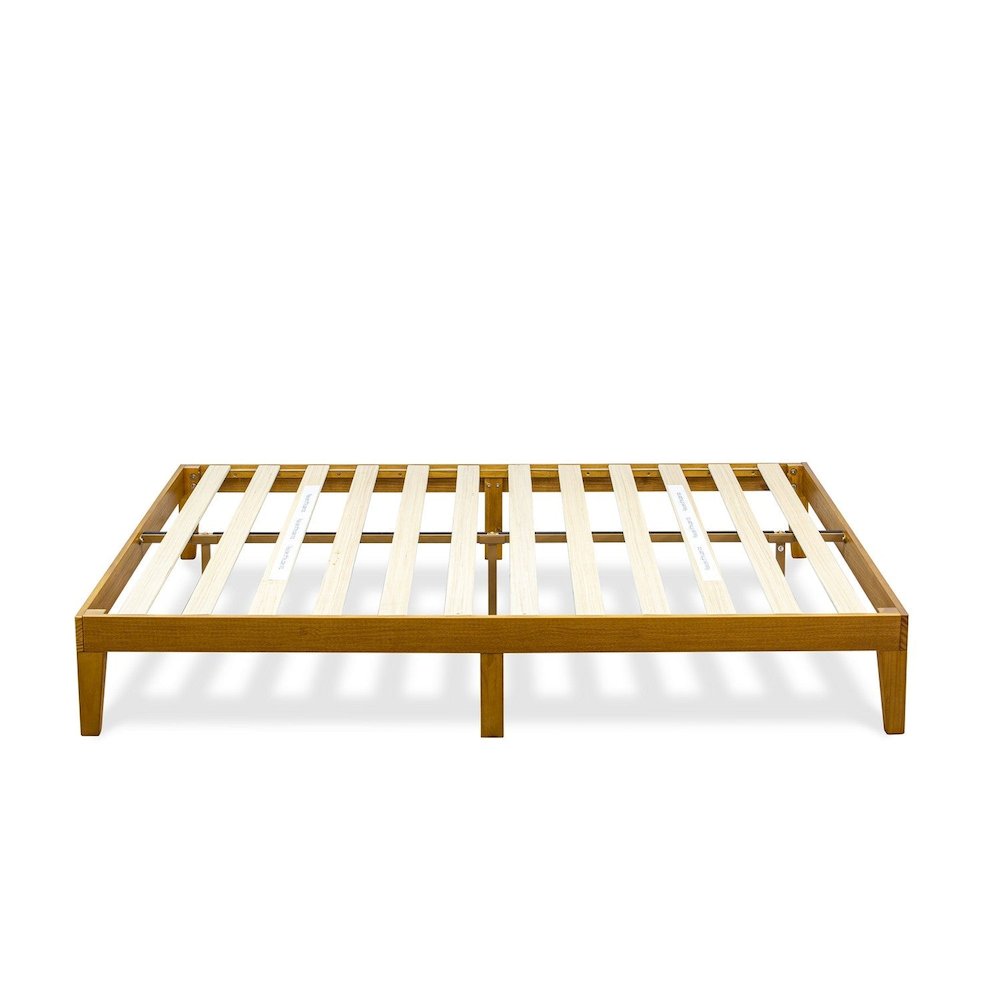 Kioshi East West Furniture King Size Oak Platform Bed Frame  Modern Engineered Wood with Extra Center Support