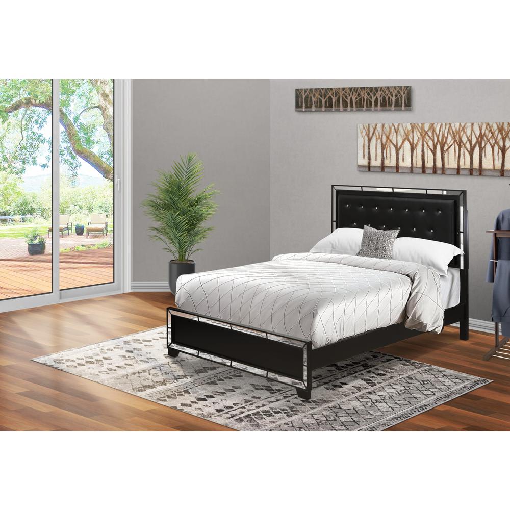 Hazel Nella Collection Queen Black Upholstered Bed – Sleek Frame with Tufted Leather Headboard