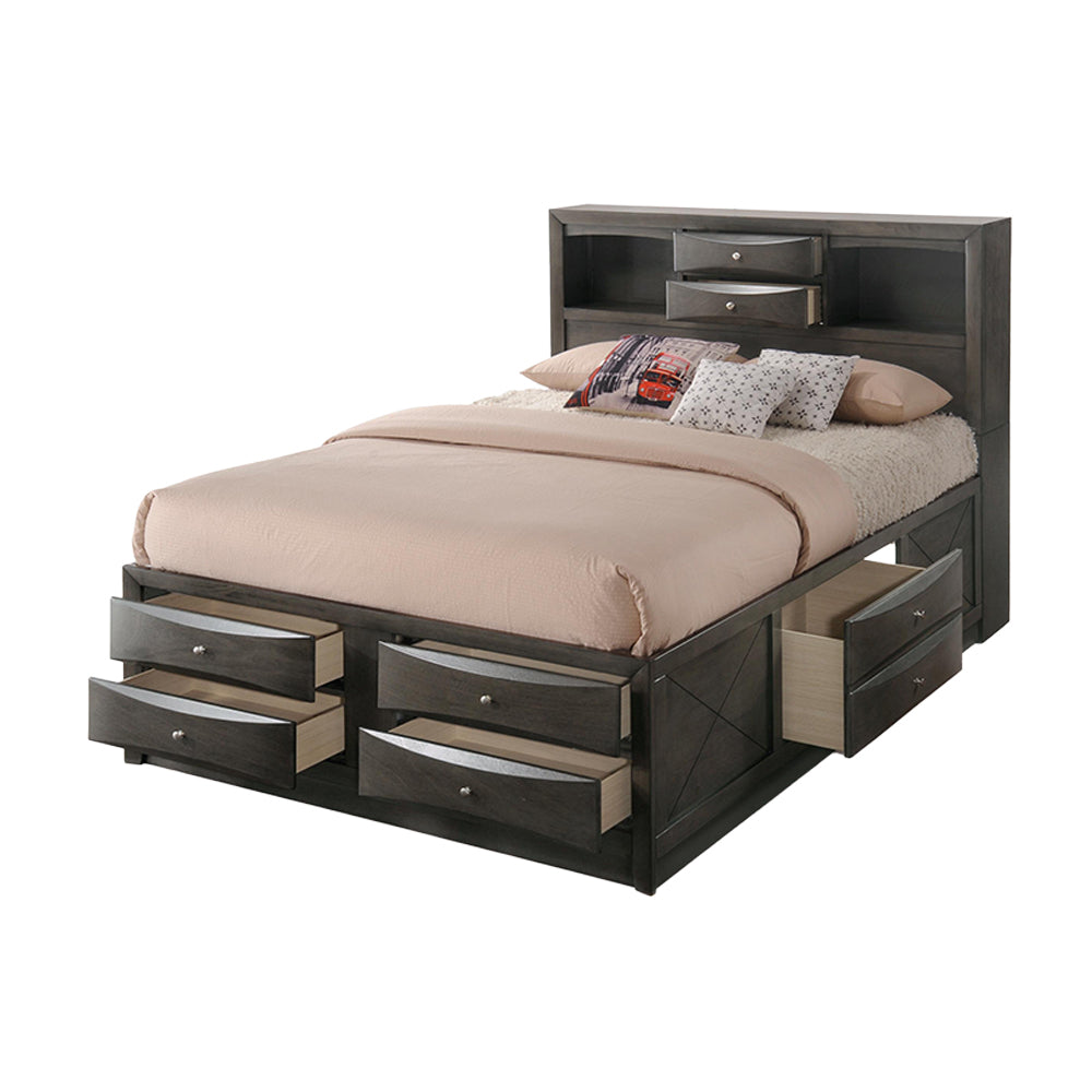 Ireland Queen Bed w/Storage, Gray Oak