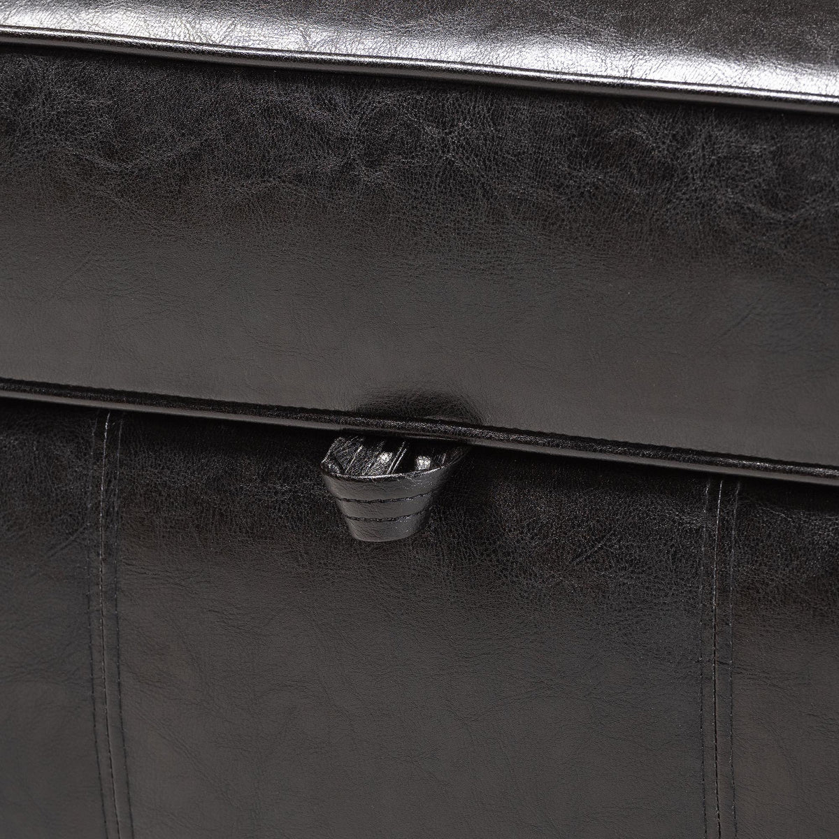 Brown Leather Storage Ottoman
