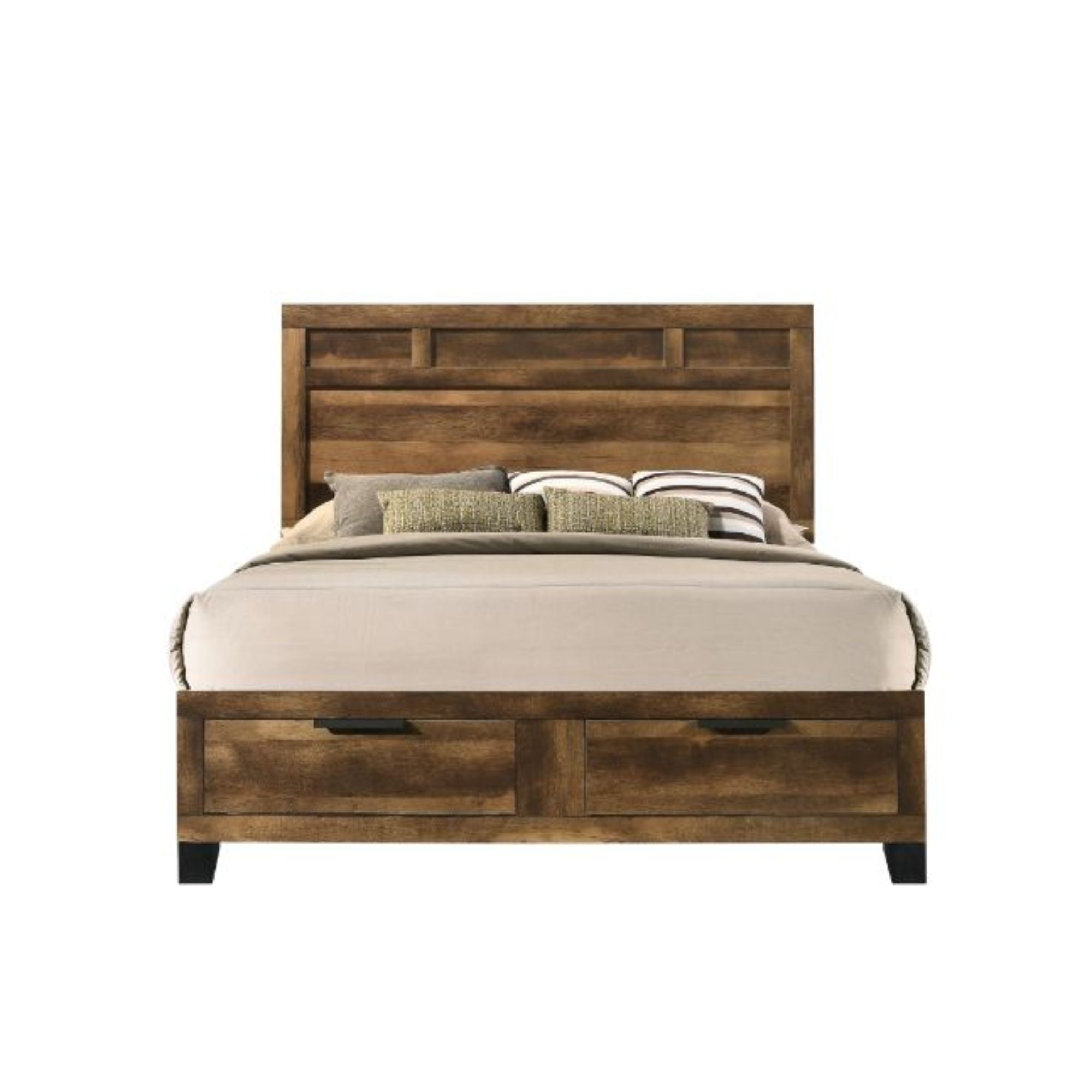 Morales Queen Bed w/Storage, Rustic Oak Finish