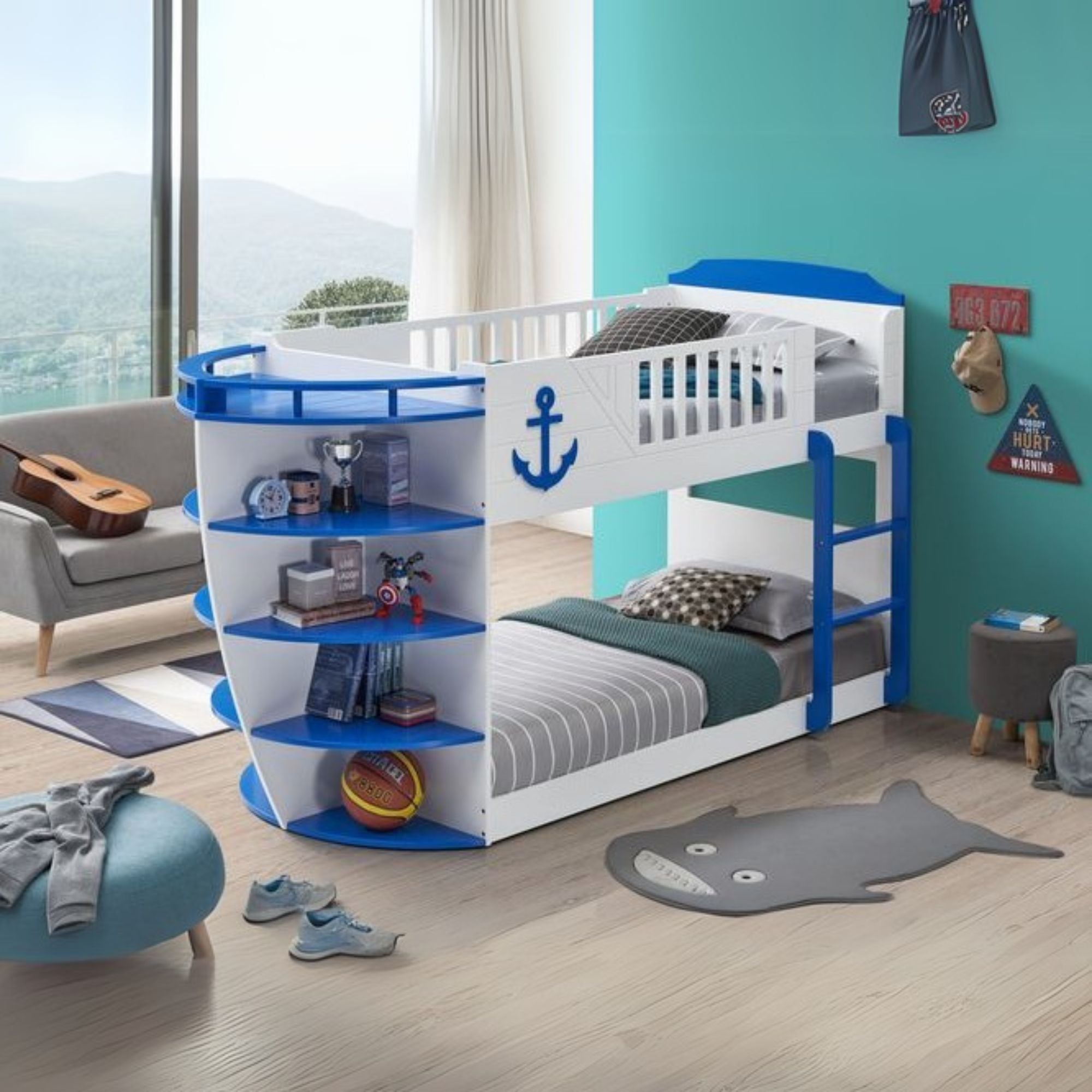 Neptune Bunk Bed (T/T), Sky Blue Finish