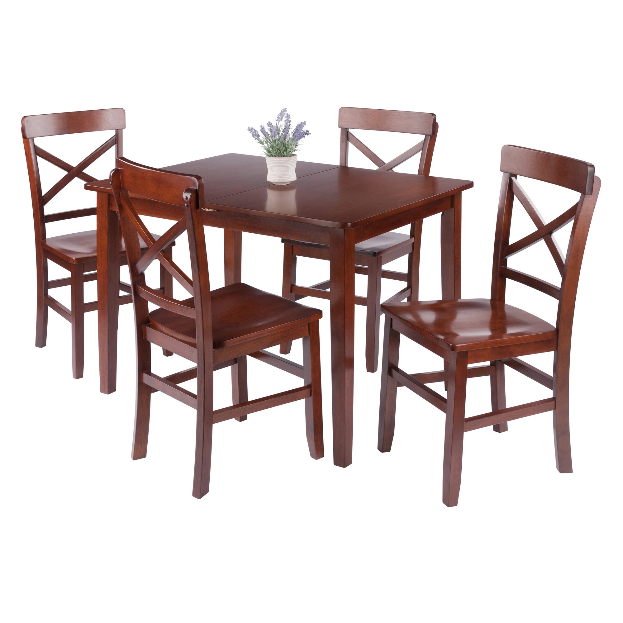 Darren 5-pc Set Dining Table w/X-Back Chairs, Walnut