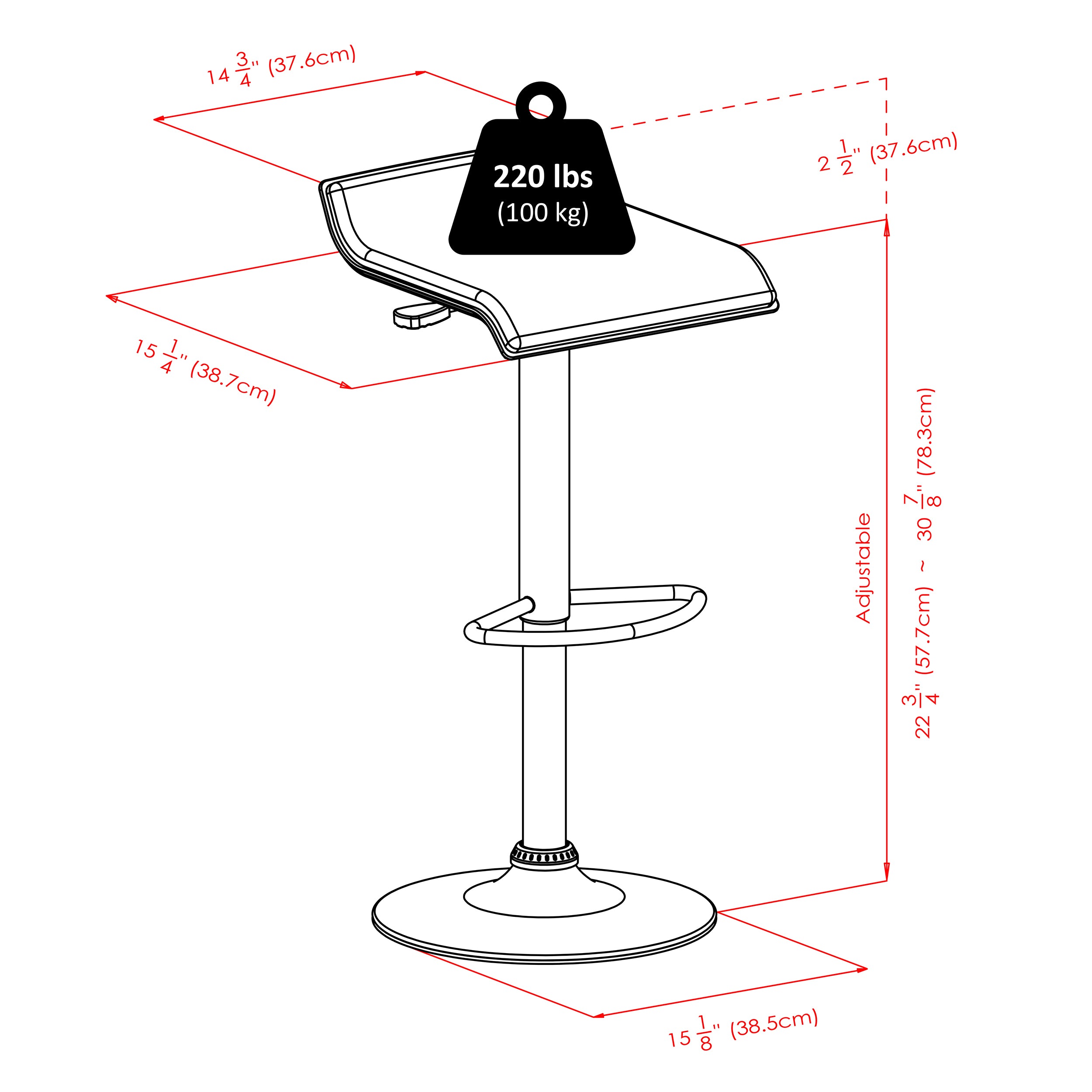 Spectrum 2-Pc Adjustable Swivel Stool Set, Black and Chrome