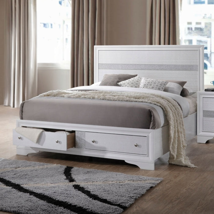 Naima Eastern King Bed w/Storage, White