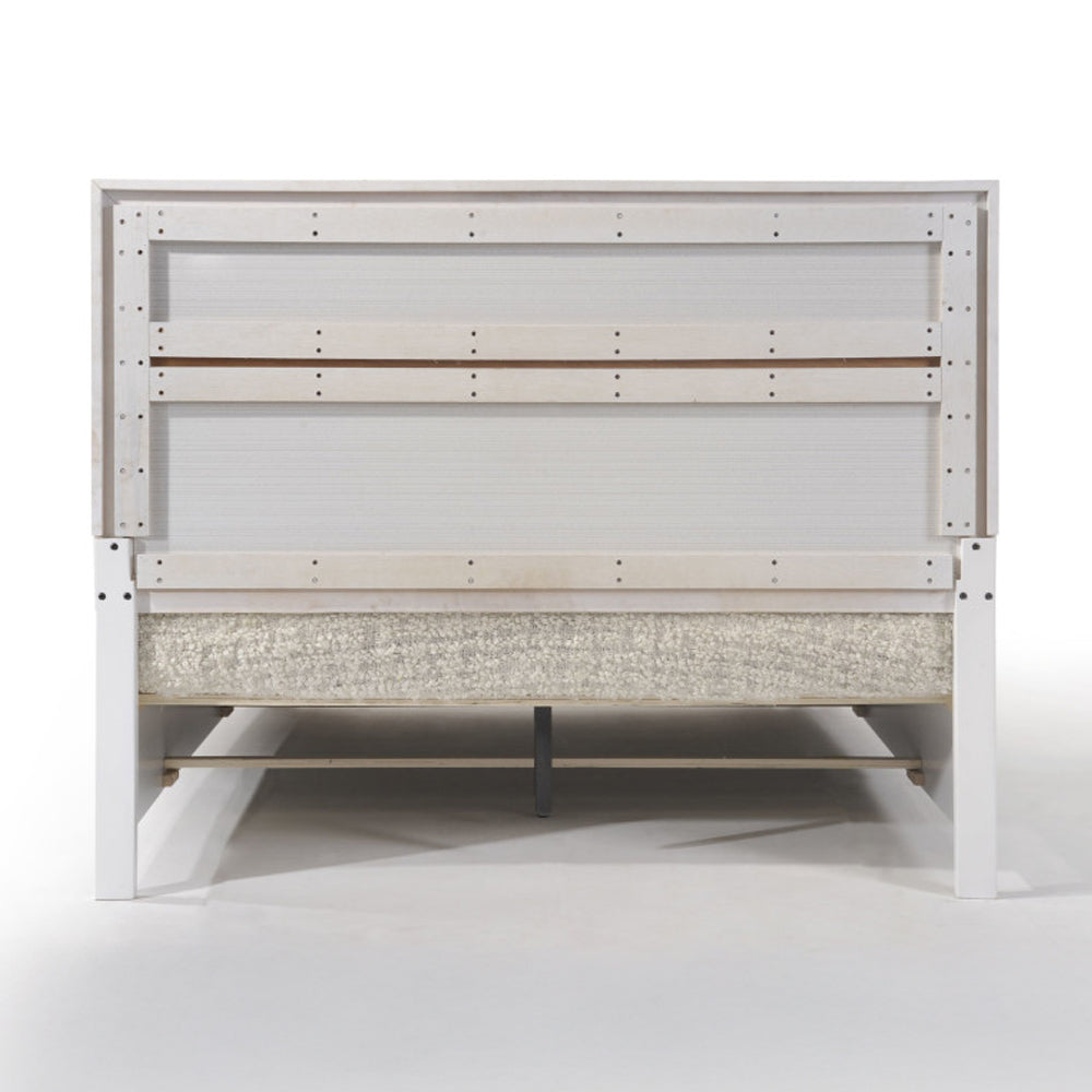 Posse Naima Queen White Wood Bed with Storage – Contemporary High Gloss Panel Design