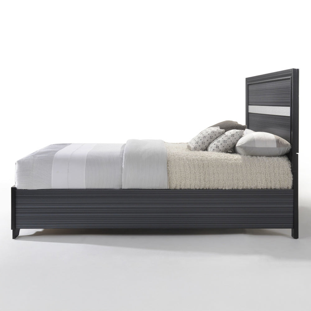 Banu Naima Queen Black Wood Bed with Storage – Modern High Gloss Finish